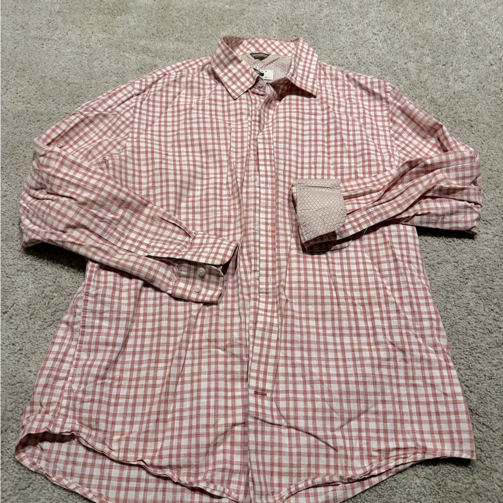 Joseph Abboud Red and White Casual Button Down Shirt